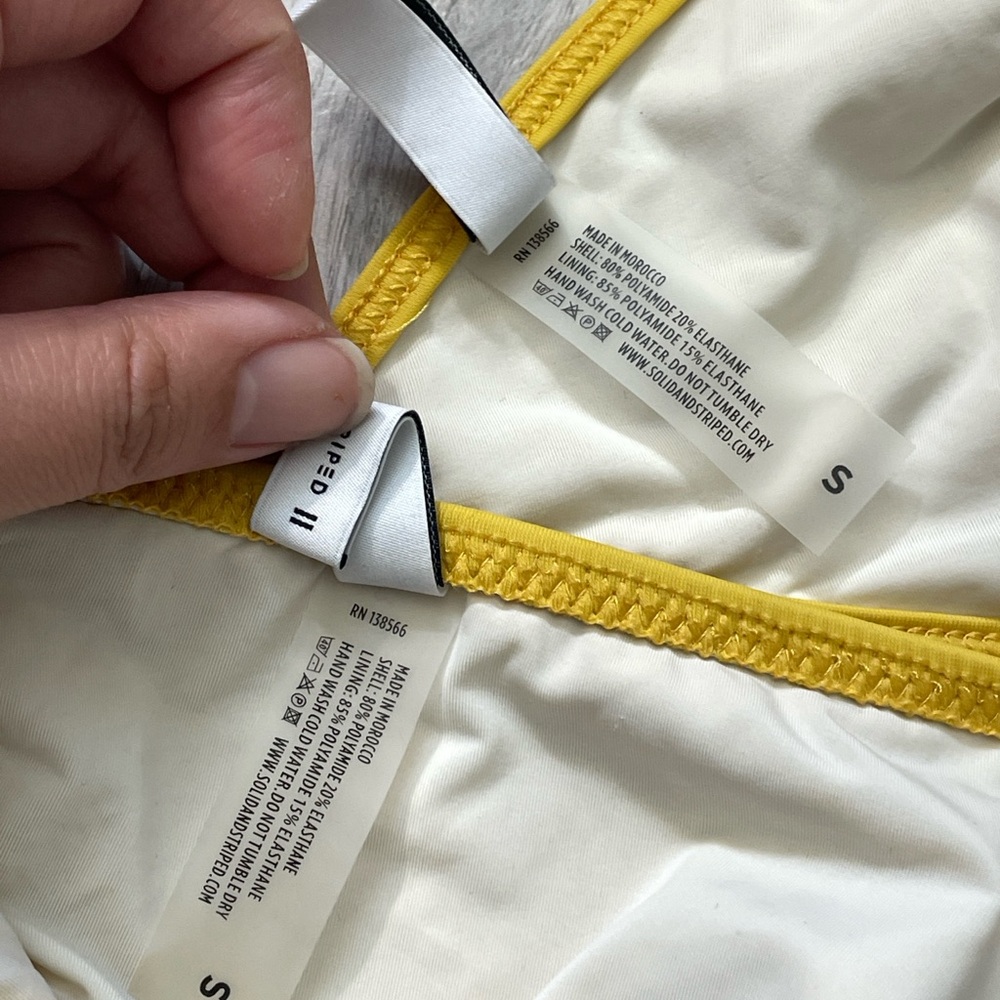 Solid & Striped Bikini Triangle Swim Womens Yello… - image 4